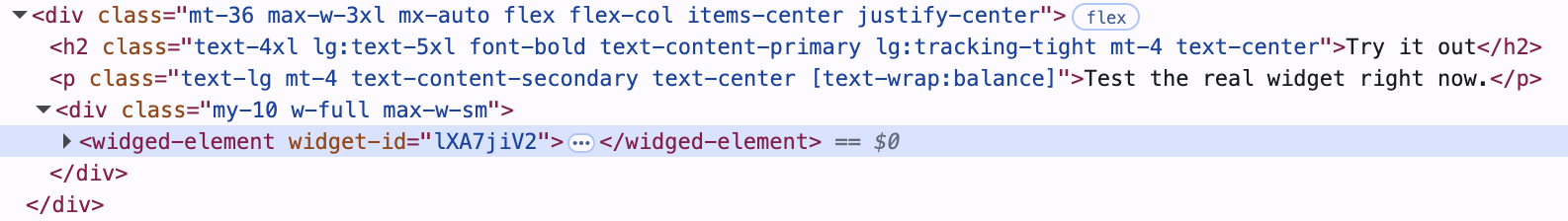 HTML code example